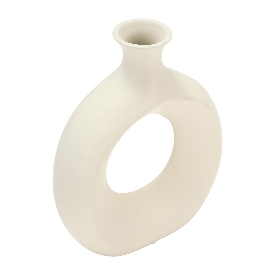 Sagebrook 10" Dolomite Open Cut Vase - Cotton