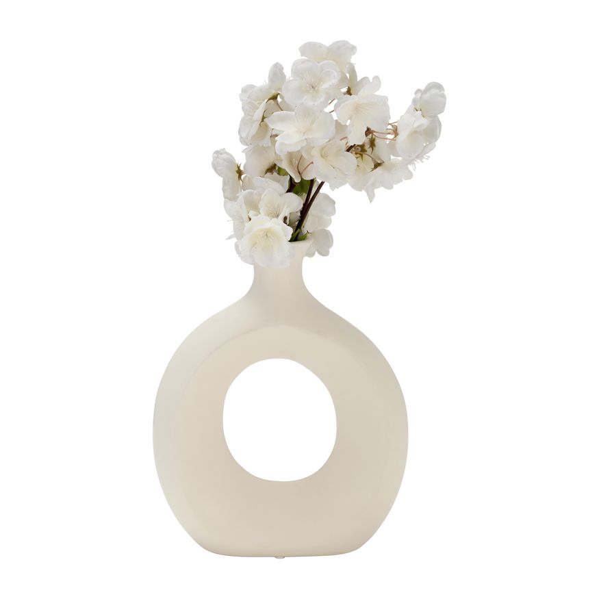 Sagebrook 10" Dolomite Open Cut Vase - Cotton