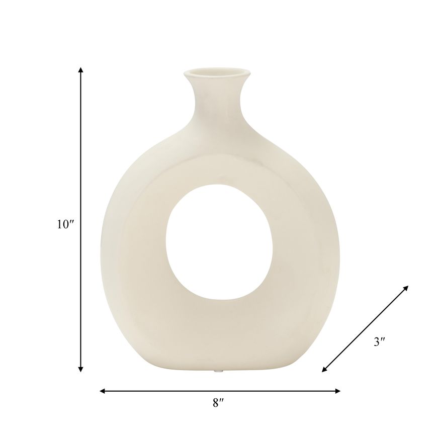 Sagebrook 10" Dolomite Open Cut Vase - Cotton