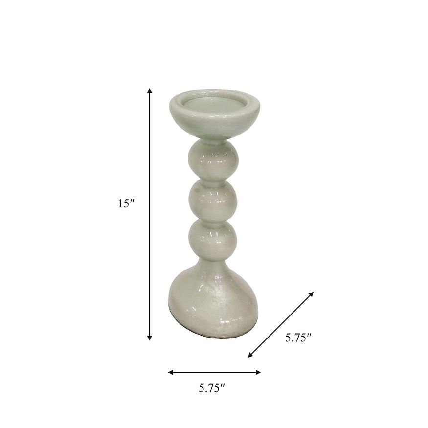 Sagebrook 15" Glass Bubbly Candle Holder - White