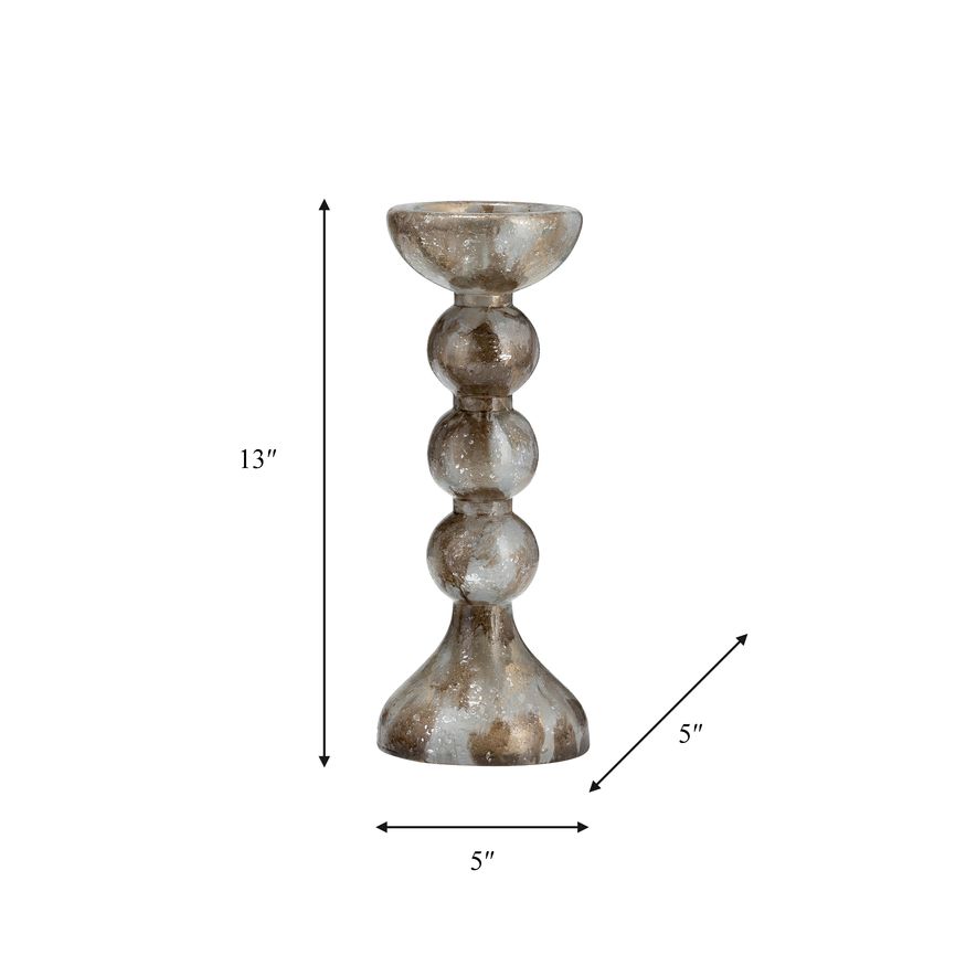 Sagebrook 13" Glass Bubbly Candle Holder - Brown