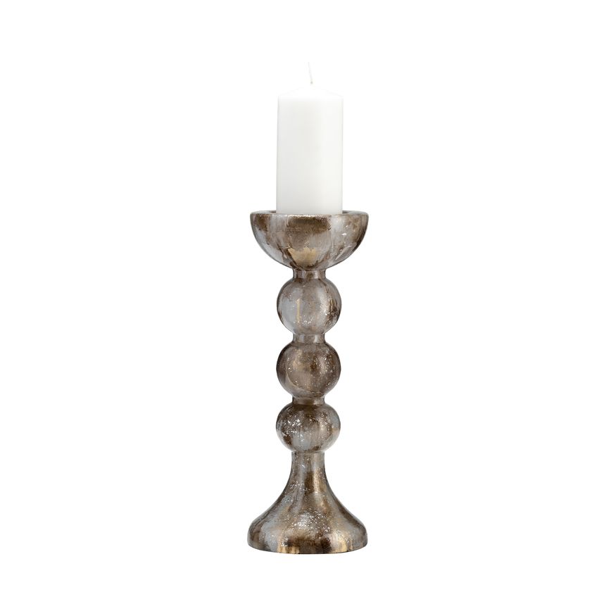 Sagebrook 15" Glass Bubbly Candle Holder - Brown