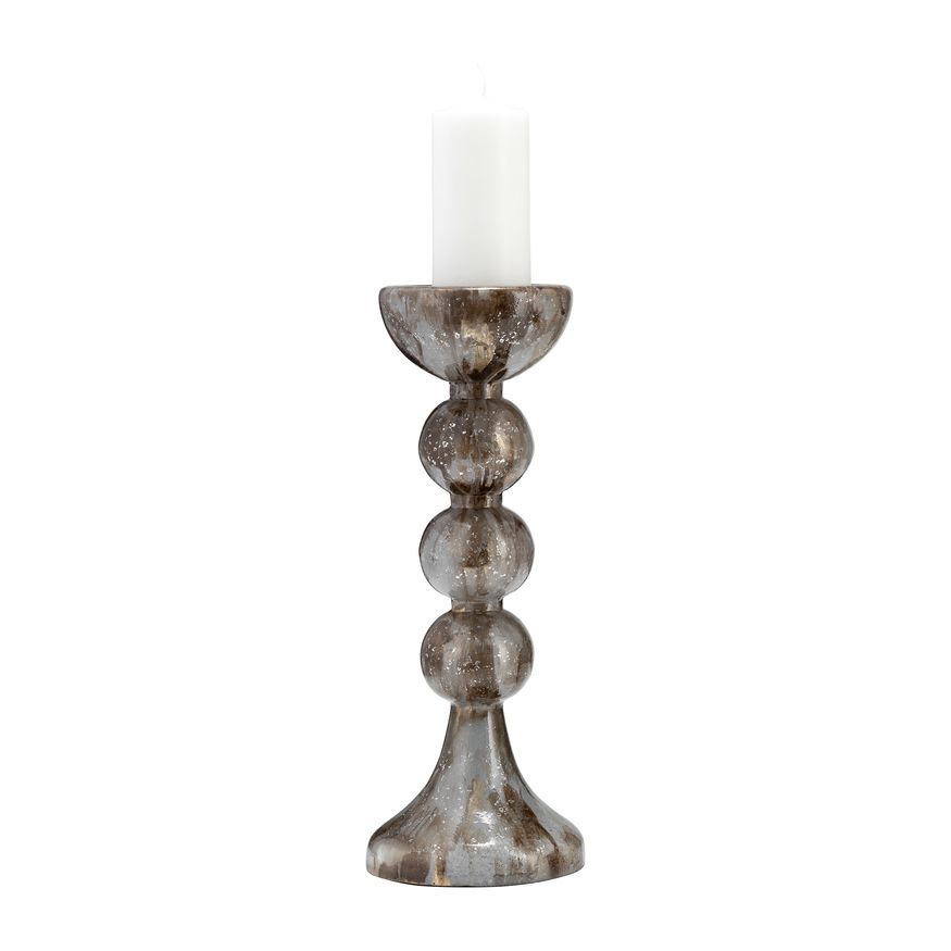 Sagebrook 18" Glass Bubbly Candle Holder - Brown