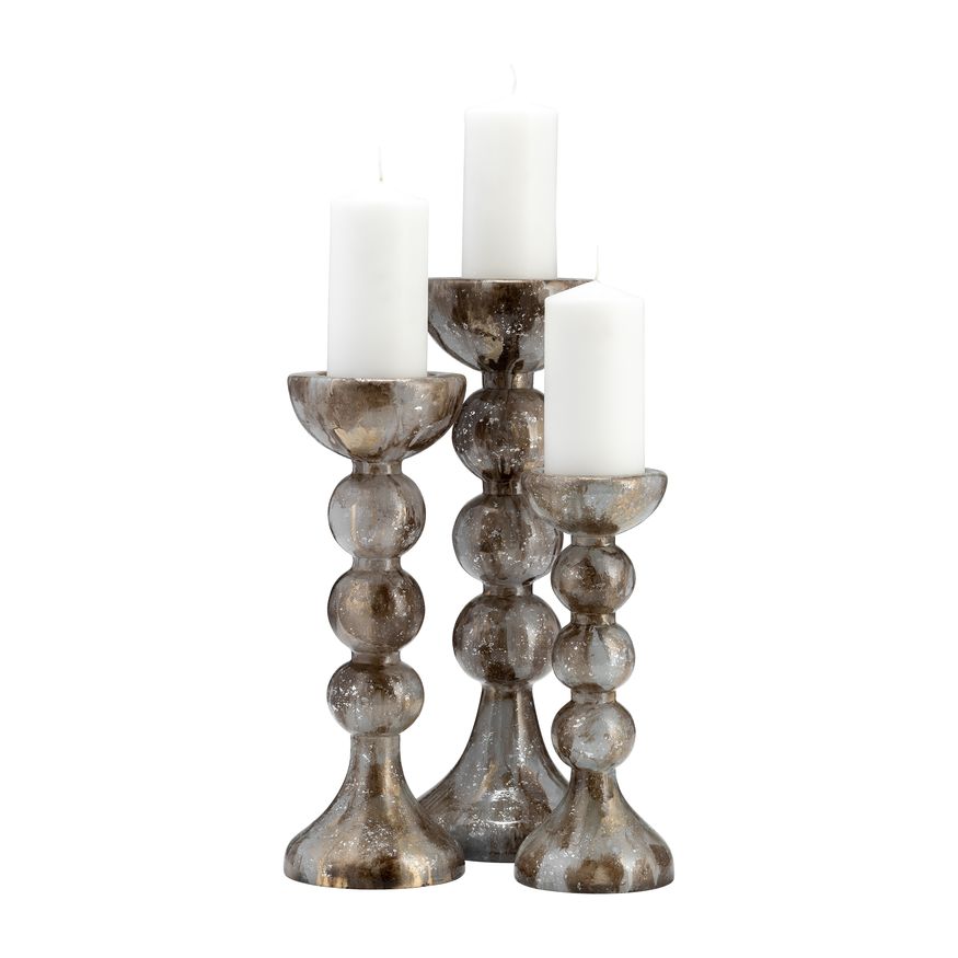 Sagebrook 18" Glass Bubbly Candle Holder - Brown