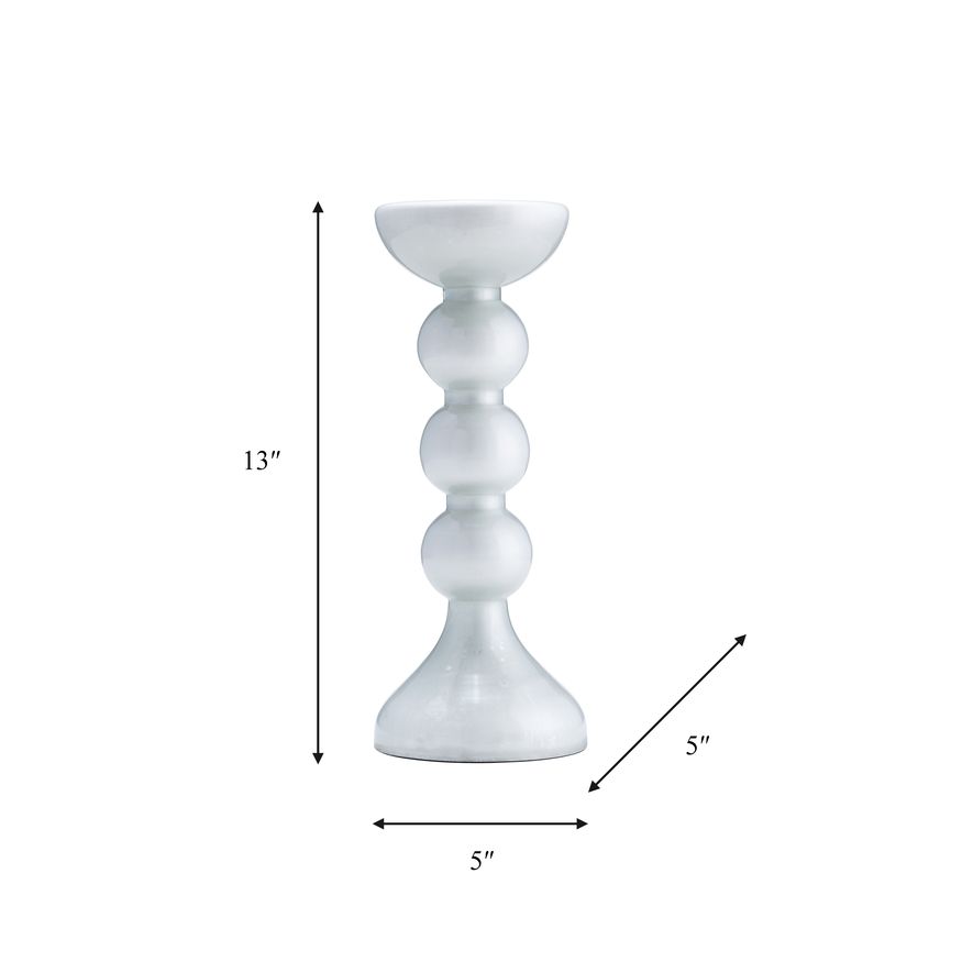 Sagebrook 13" Glass Bubbly Candle Holder - White Enam