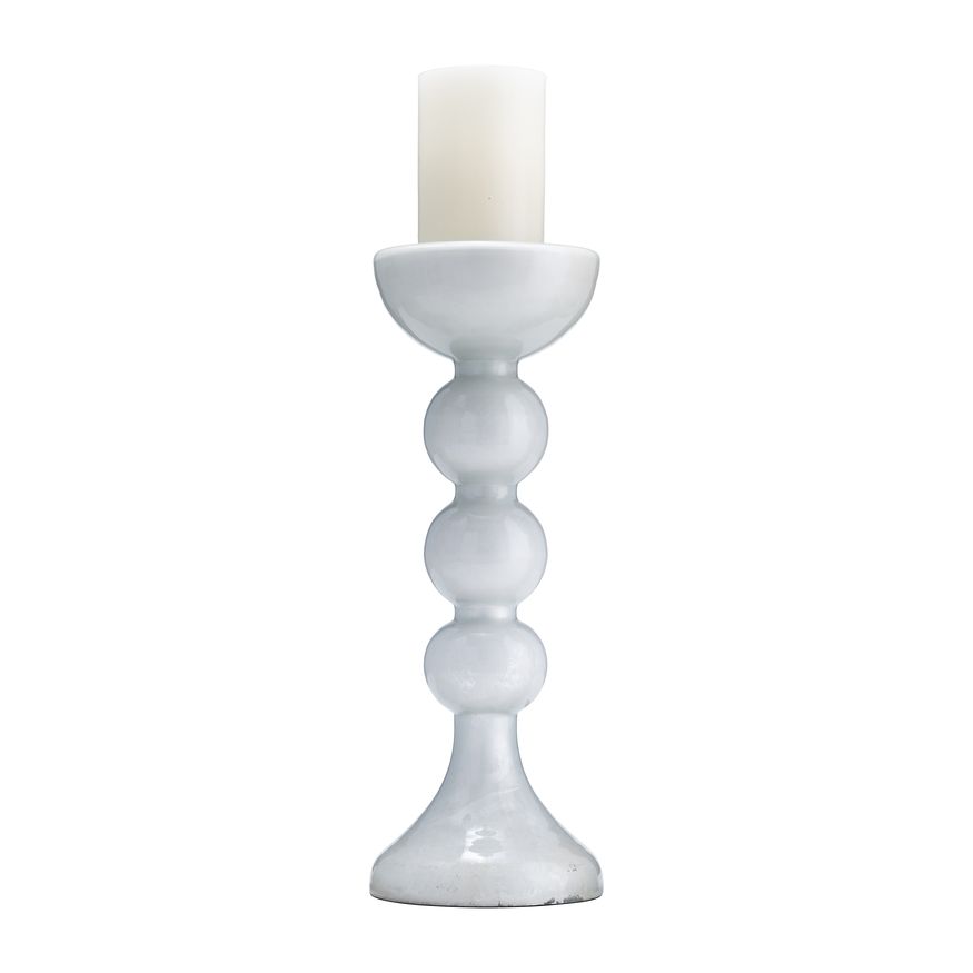 Sagebrook 15" Glass Bubbly Candle Holder - White Enam