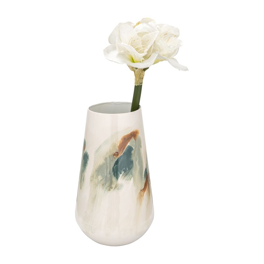 Sagebrook 13" Iron Colored Stained Vase - White