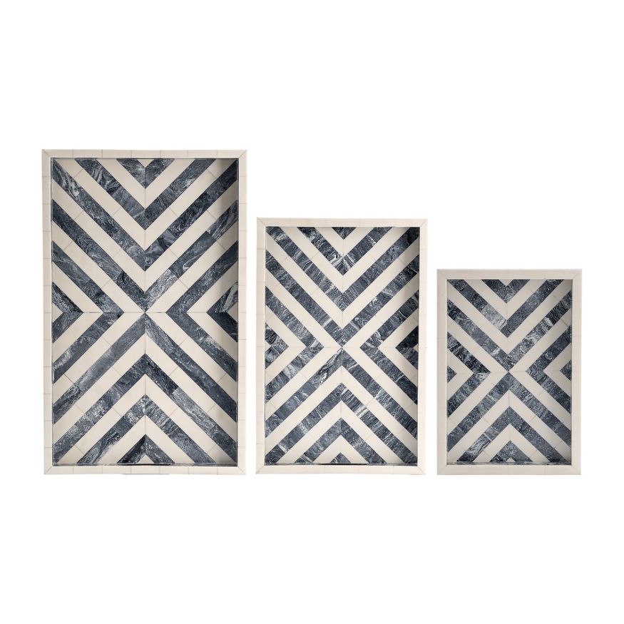 Sagebrook 13"/18"/24" Resin Chevron Trays (Set Of 3)