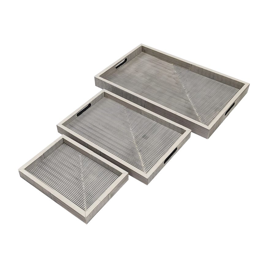 Sagebrook 13"/18"/24" Resin Chevron Trays (Set Of 3)