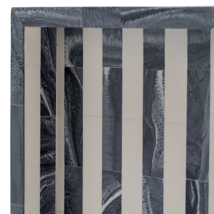 Sagebrook 13"/18"/24" Resin Striped Trays (Set Of 3) - Gray/White