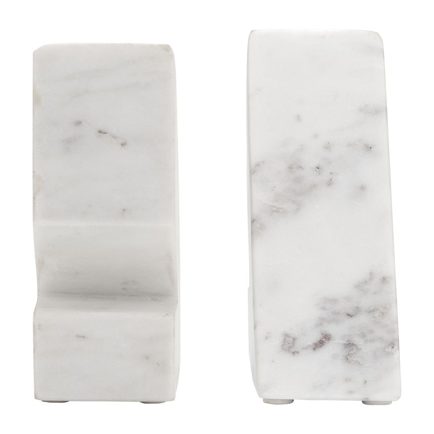 Sagebrook - 6" Marble Right Triangle Bookends (Set Of 2) in White