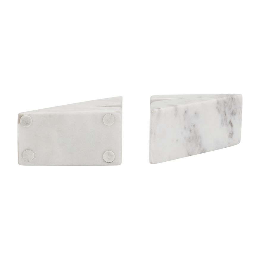 Sagebrook - 6" Marble Right Triangle Bookends (Set Of 2) in White