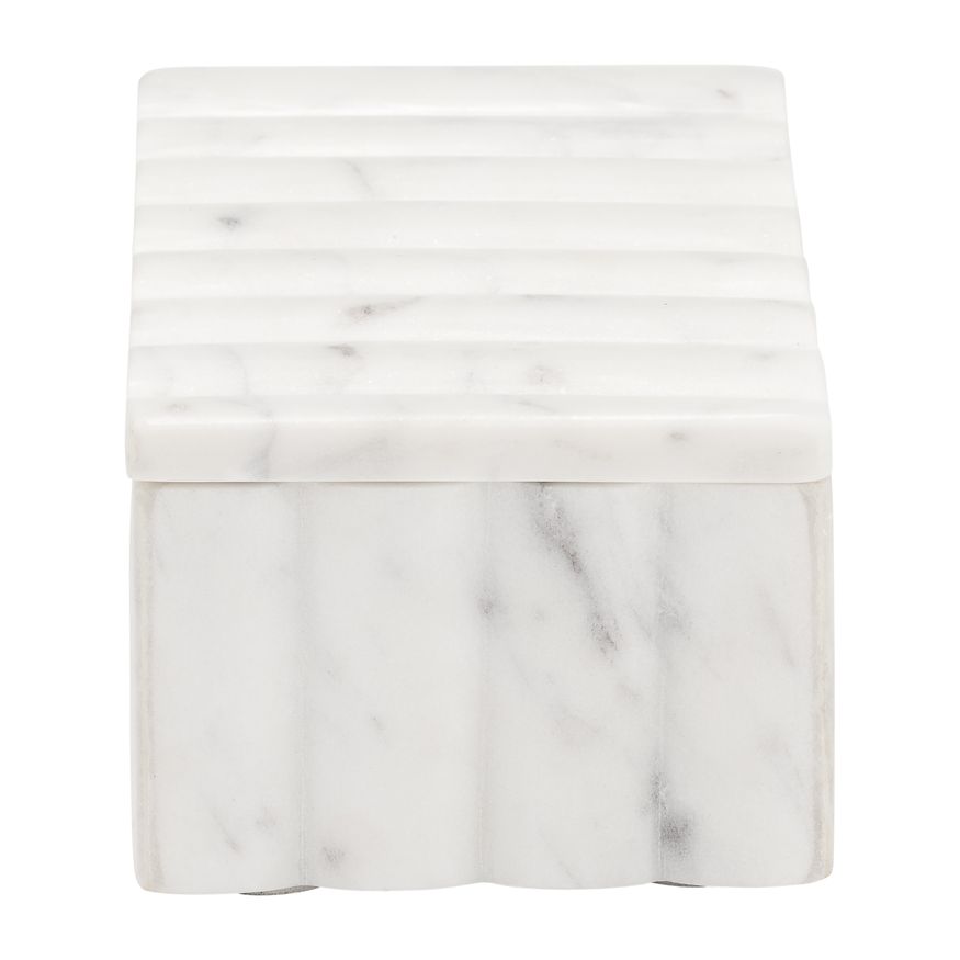 Sagebrook - 7"x3" Marble Ridged Box in White