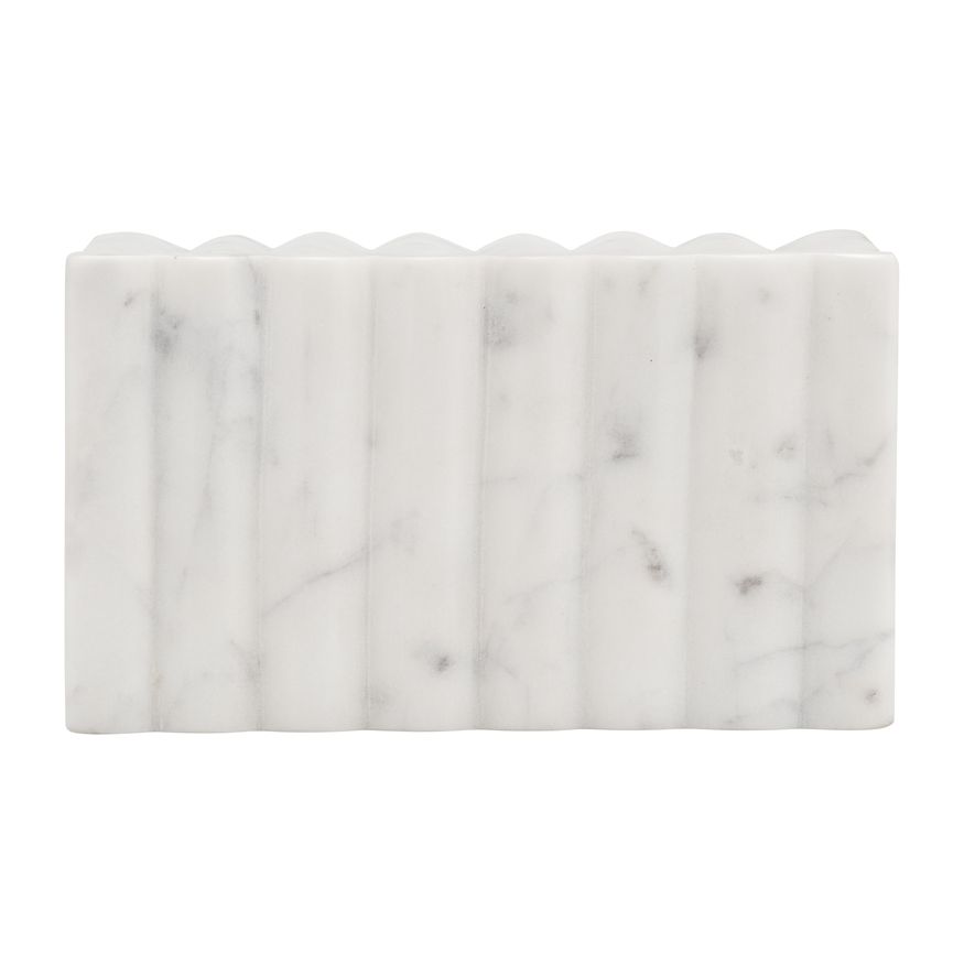 Sagebrook - 7"x3" Marble Ridged Box in White