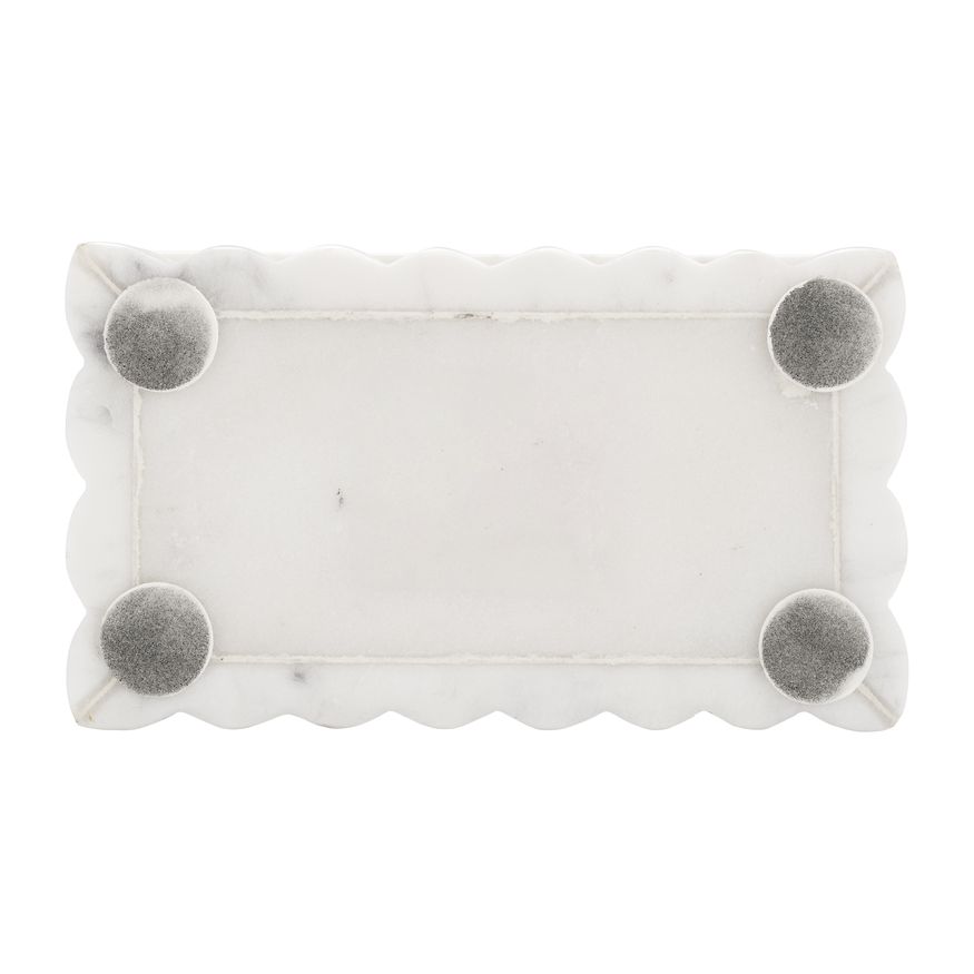 Sagebrook - 7"x3" Marble Ridged Box in White