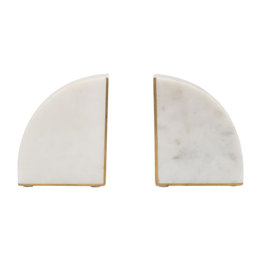 Sagebrook - 5" Marble Pie Bookends (Set Of 2) in White