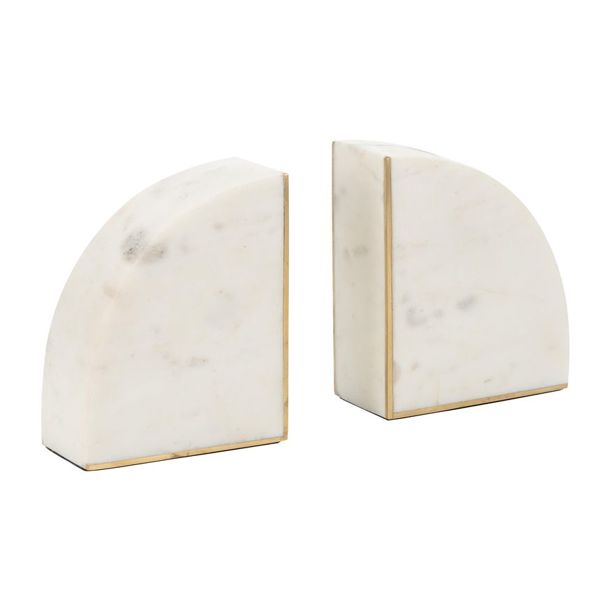 Sagebrook - 5" Marble Pie Bookends (Set Of 2) in White