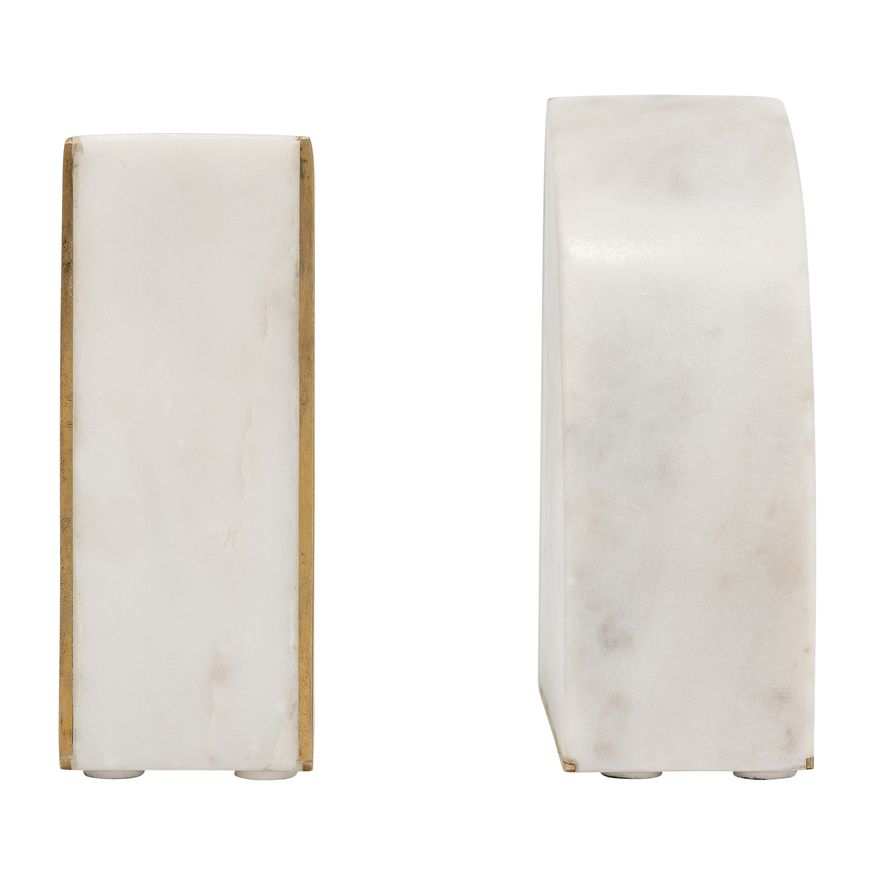 Sagebrook - 5" Marble Pie Bookends (Set Of 2) in White