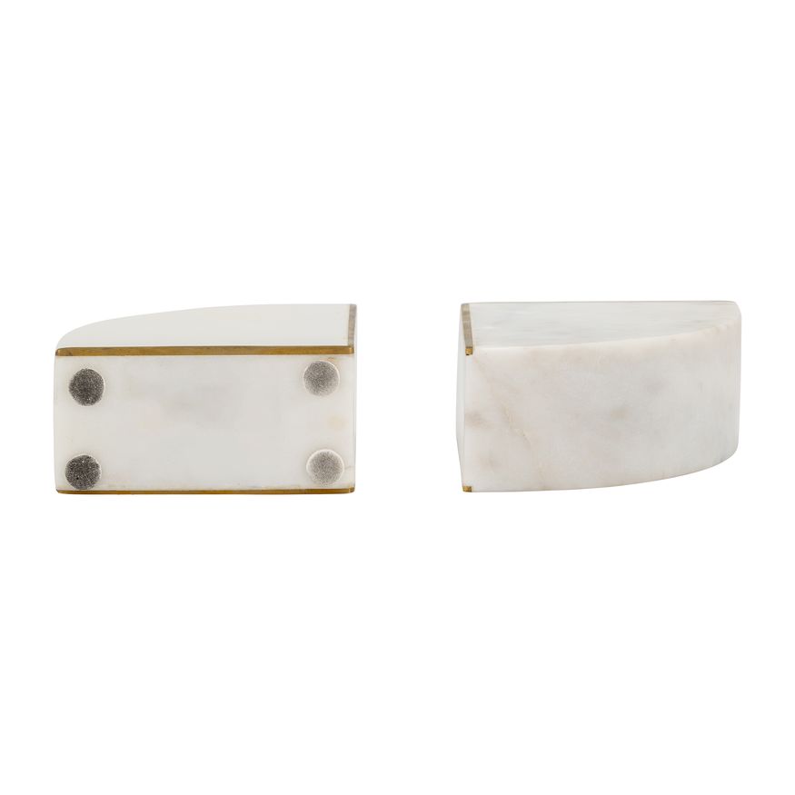 Sagebrook - 5" Marble Pie Bookends (Set Of 2) in White