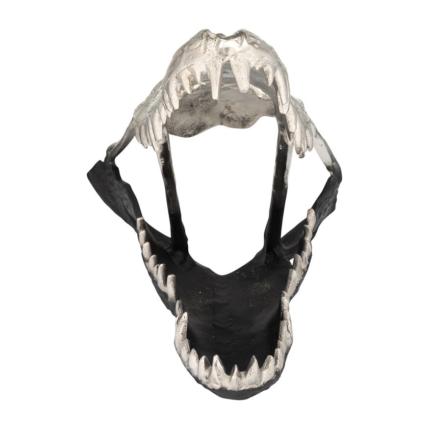 Sagebrook 11" Metal Alligator Skull - Nickle/Black