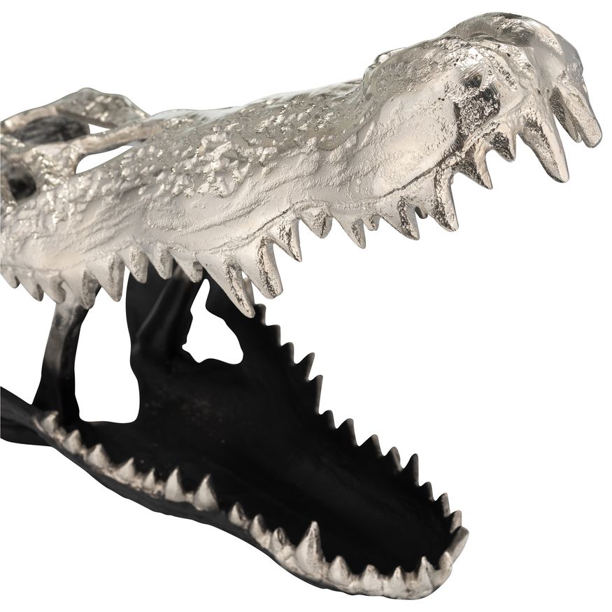 Sagebrook 11" Metal Alligator Skull - Nickle/Black