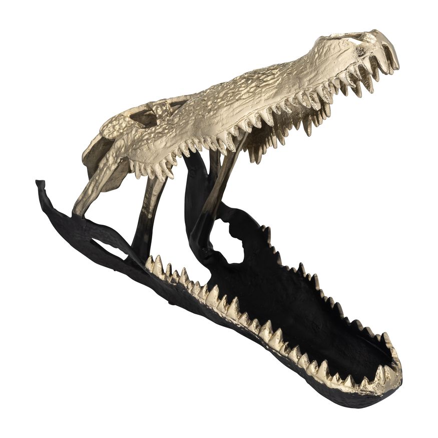 Sagebrook 16" Metal Alligator Skull - Gold/Black