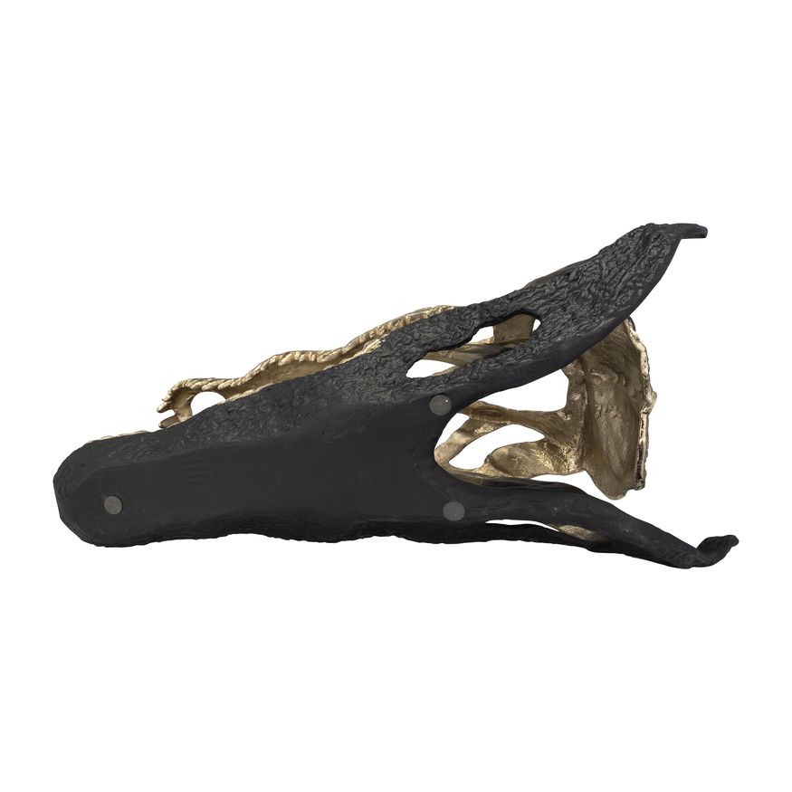 Sagebrook 16" Metal Alligator Skull - Gold/Black