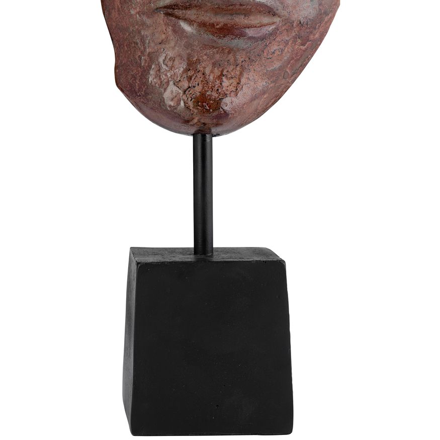 Sagebrook - 20" Metal Abstract Face Sculpture in Brick Patina