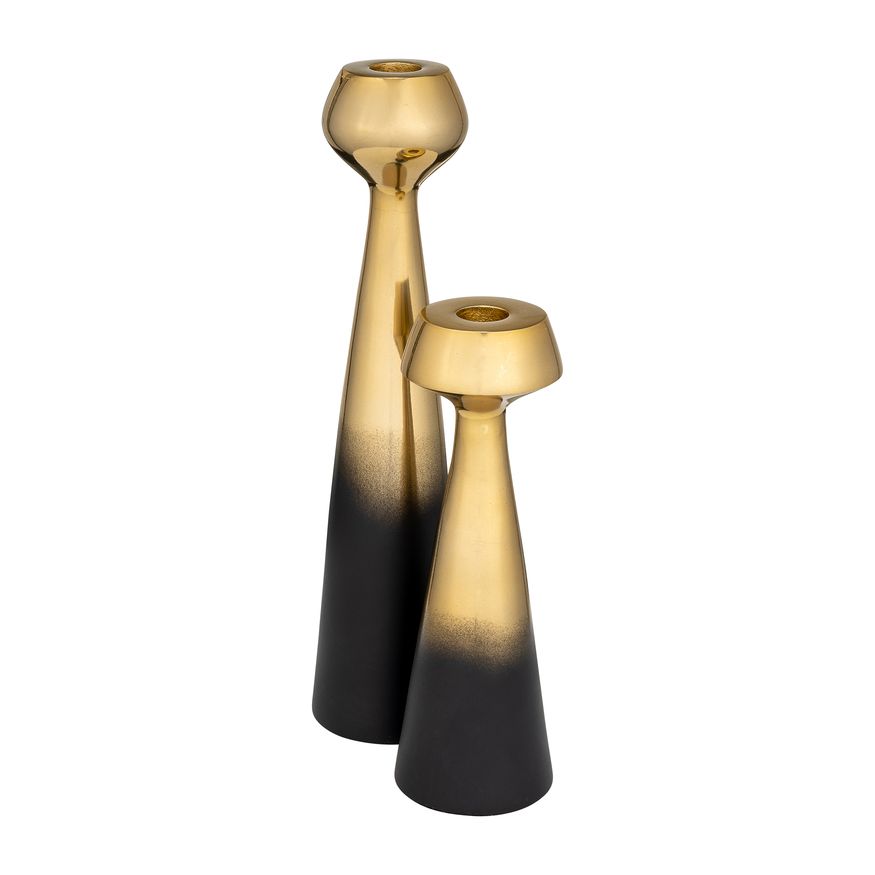 Sagebrook - 9"/13" Metal Ombre Candle Stands (Set of 2) in Black/Gold