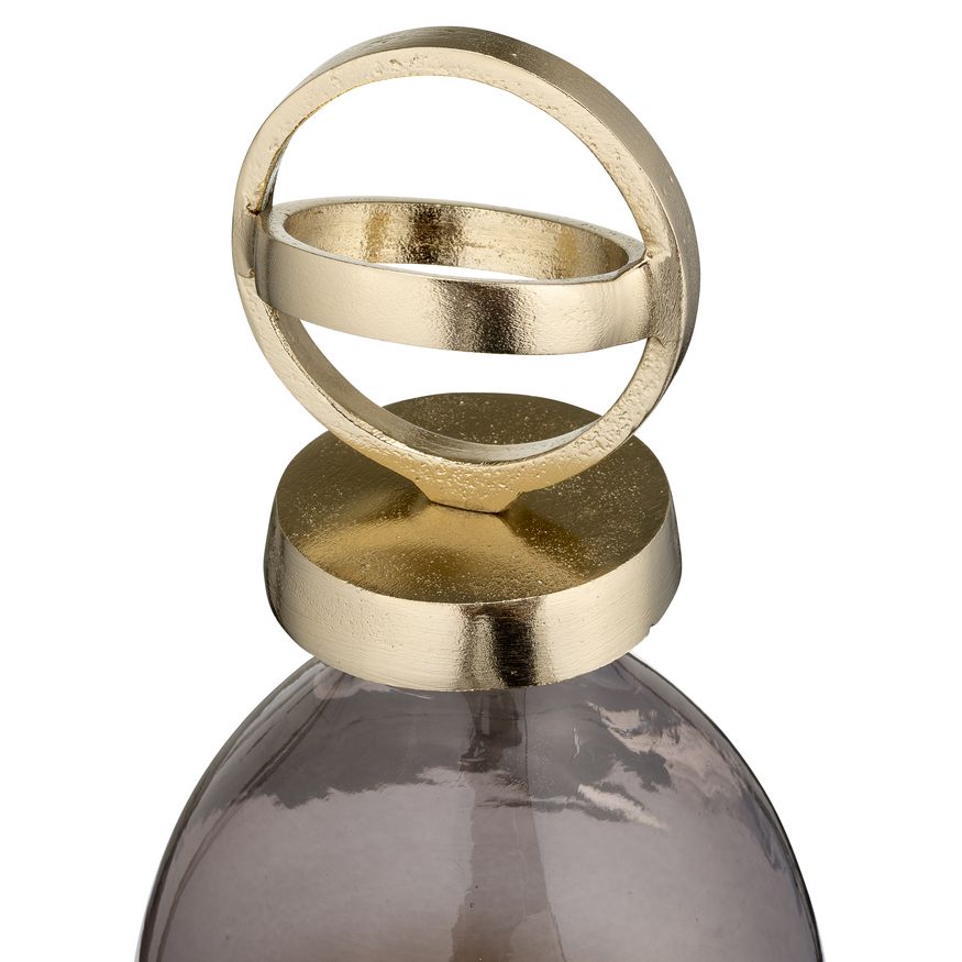 Sagebrook 16" Glass Bottle With Sphere Lid - White/Gold