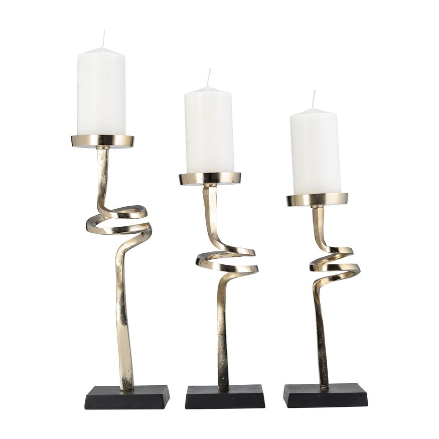 Sagebrook - 13"/15"/17" Metal Abstract Candle Pillar Holders (Set of 3)