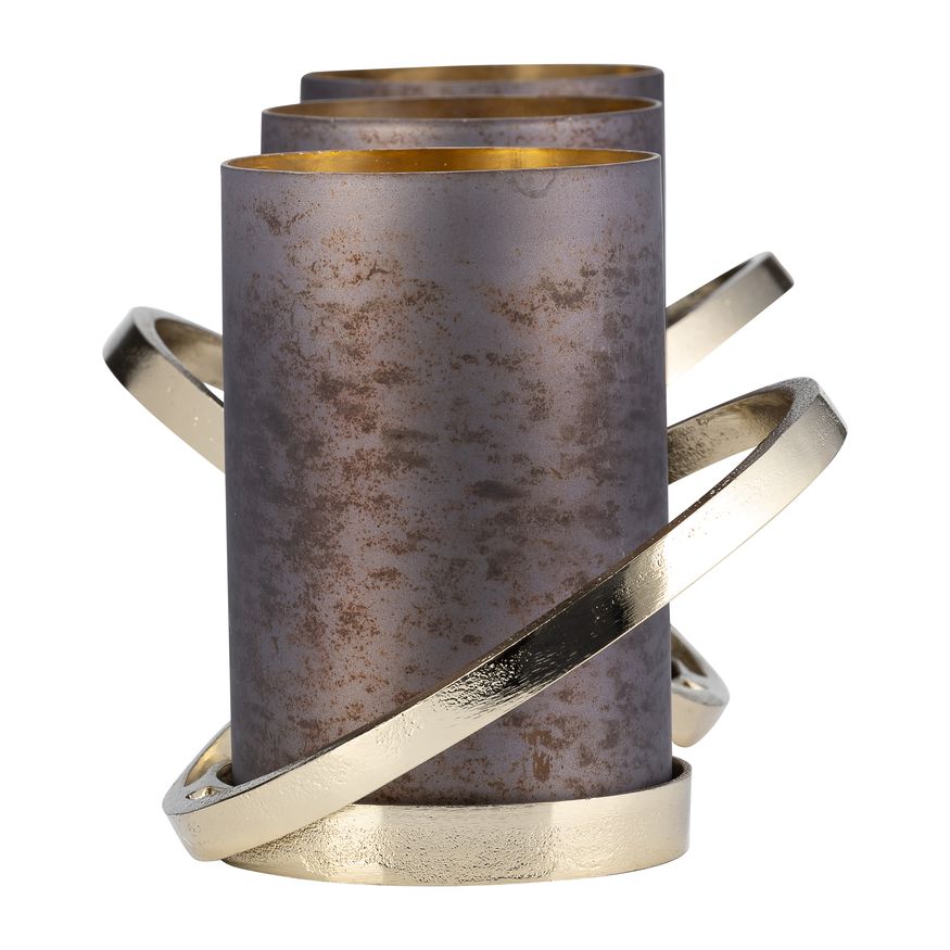 Sagebrook - 6" Metal Abstract Ring Candle Holder in Gold