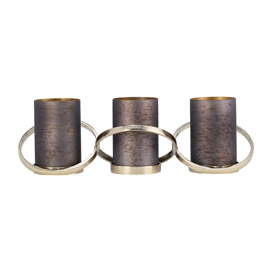 Sagebrook - 6" Metal Abstract Ring Candle Holder in Gold