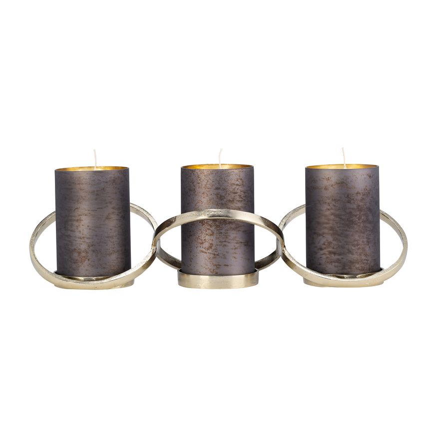 Sagebrook - 6" Metal Abstract Ring Candle Holder in Gold