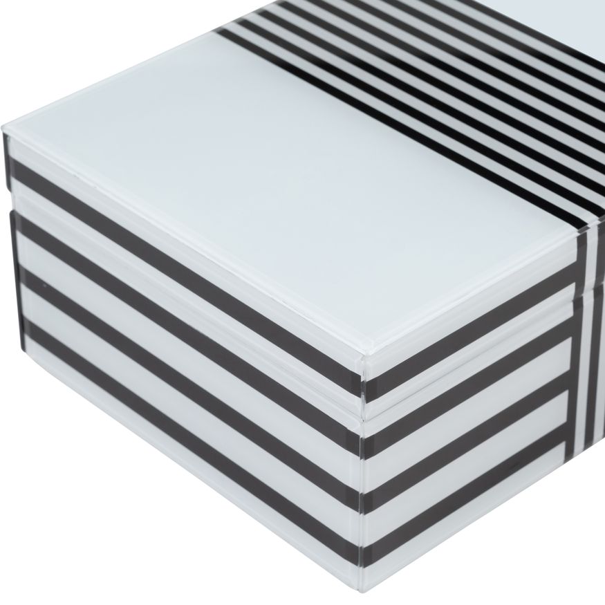 Sagebrook 8"/11" Wood Striped Boxes (Set Of 2) - Black/White