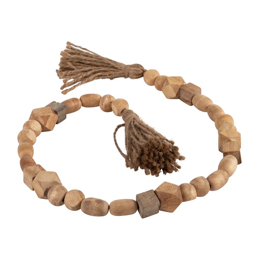 Sagebrook 31" Wood Bead Garland - Natural