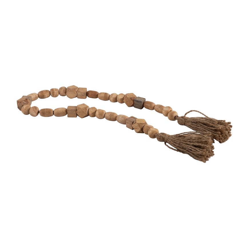 Sagebrook 31" Wood Bead Garland - Natural