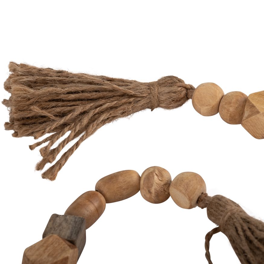 Sagebrook 31" Wood Bead Garland - Natural