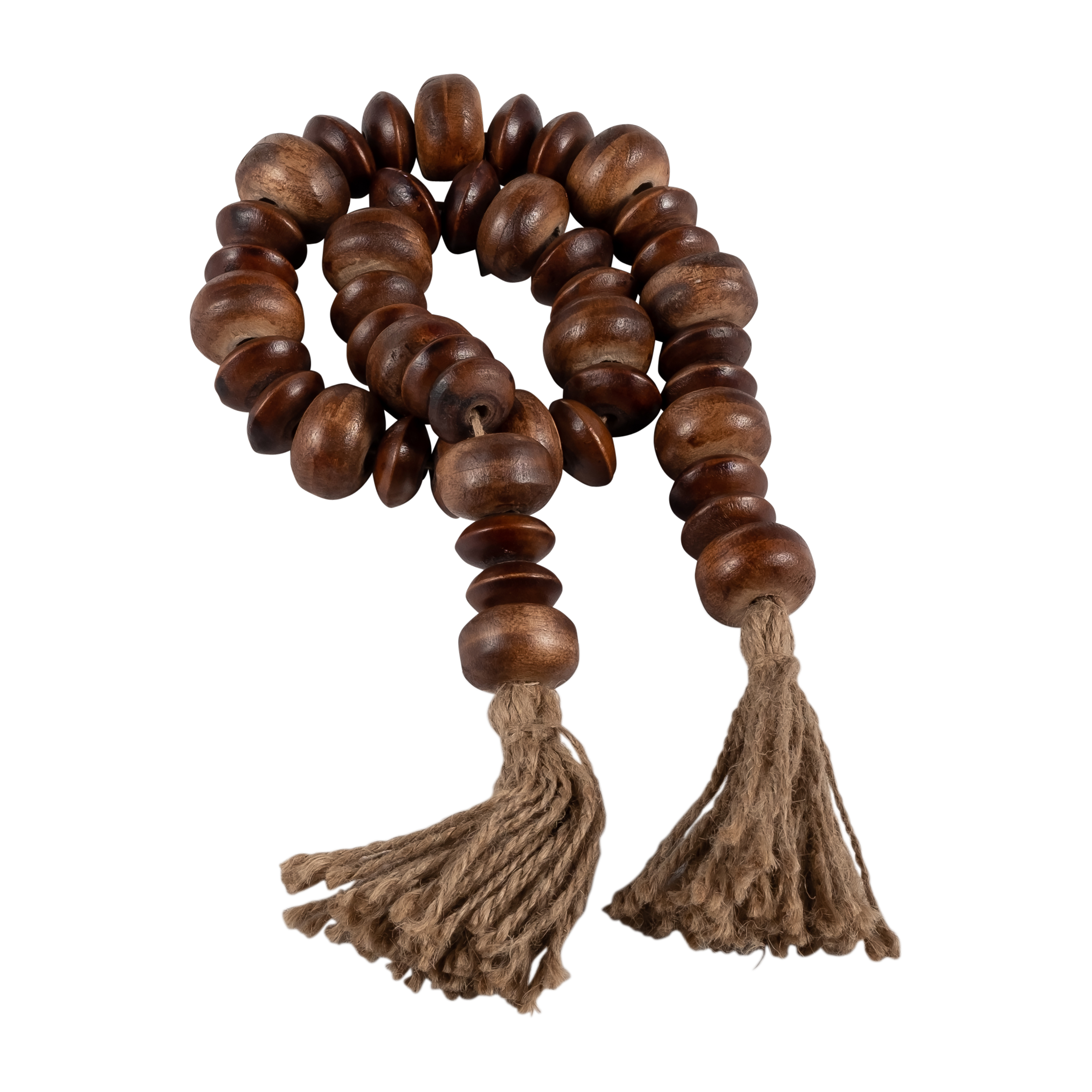 Sagebrook - 32" Wood Flat Beads Garland in Natural