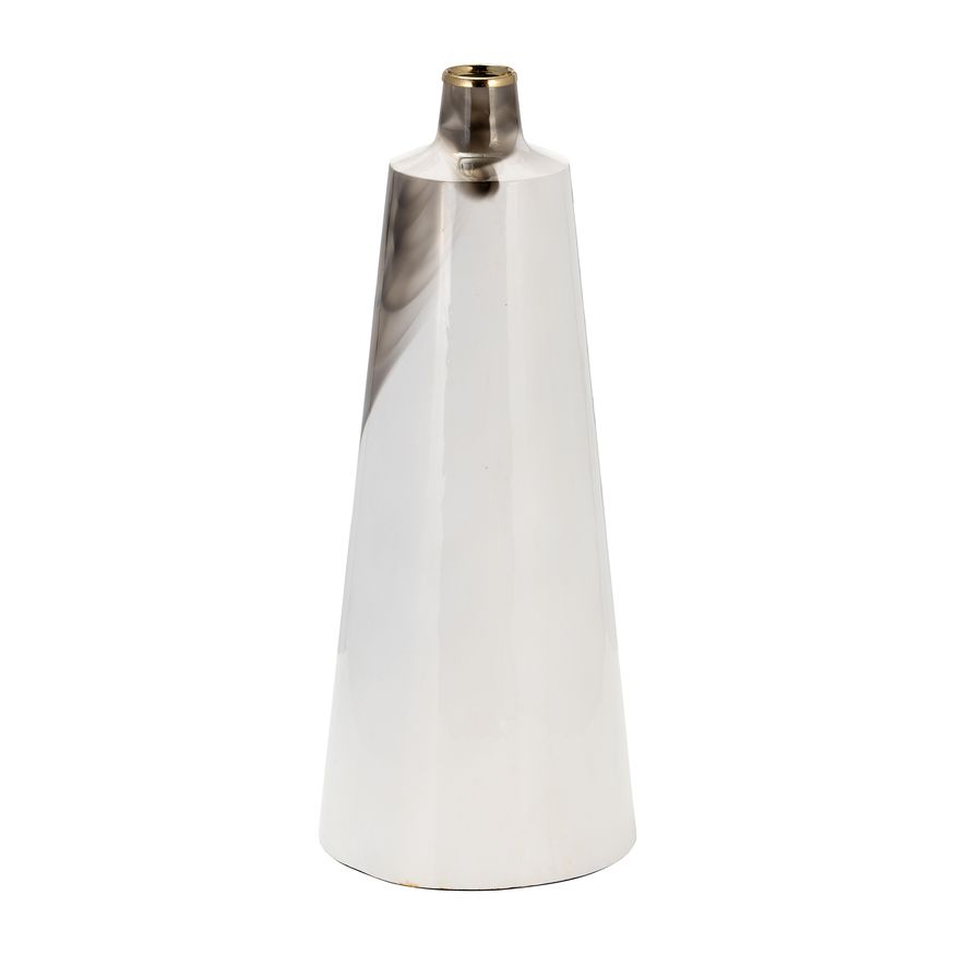 Sagebrook 18" Metal Vase With Ring Lid - White/Gold