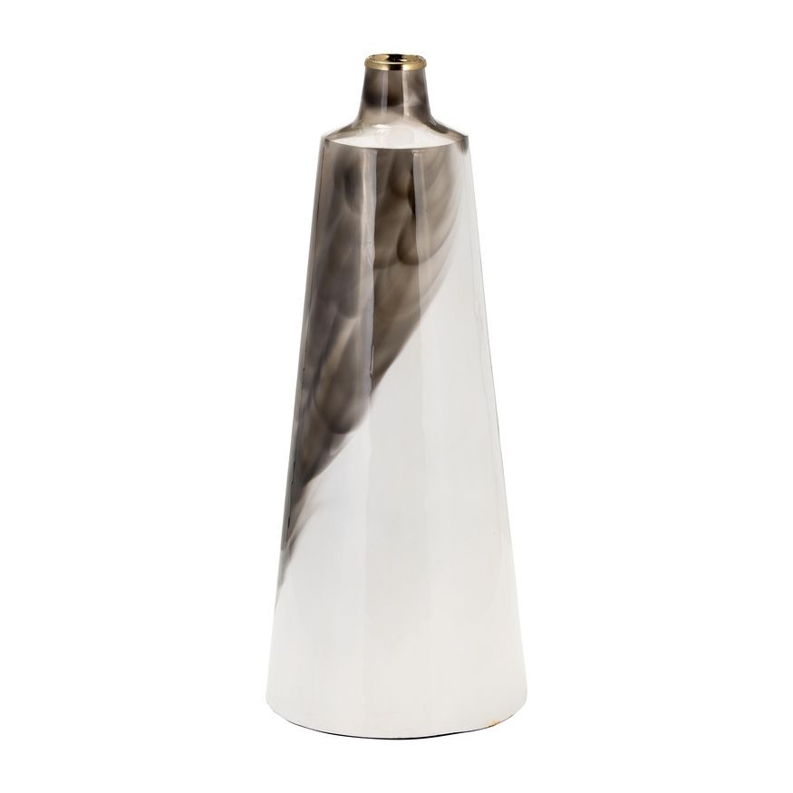 Sagebrook 18" Metal Vase With Ring Lid - White/Gold