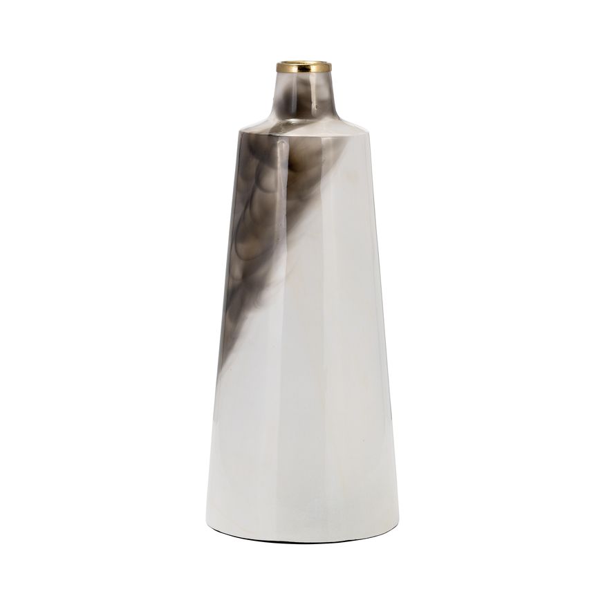 Sagebrook 15" Metal Vase With Ring Lid - White/Gold