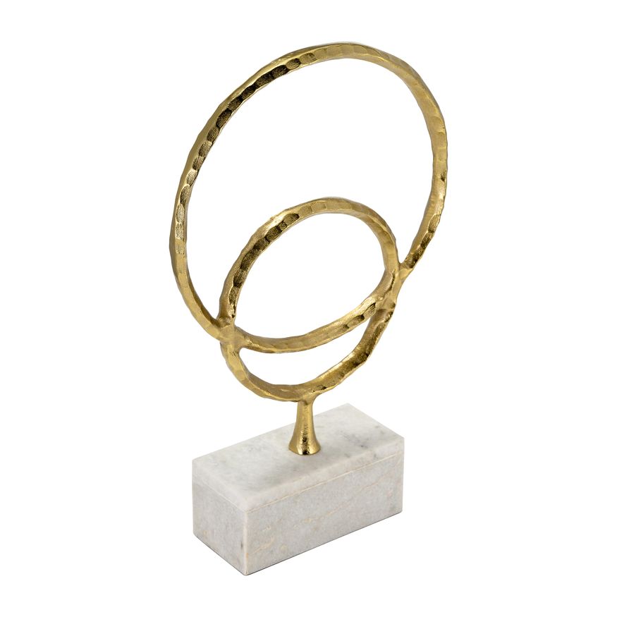 Sagebrook 21" Metal/Marble Double Ring Accent - Gold