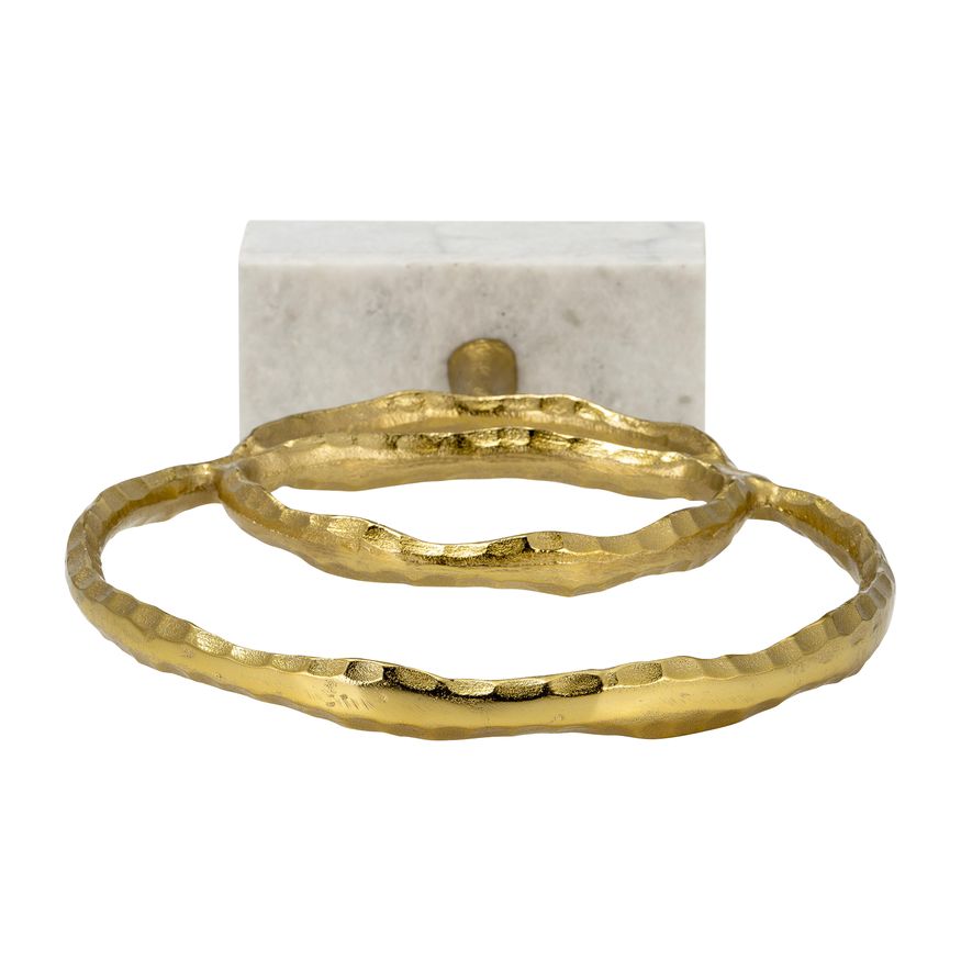 Sagebrook 21" Metal/Marble Double Ring Accent - Gold