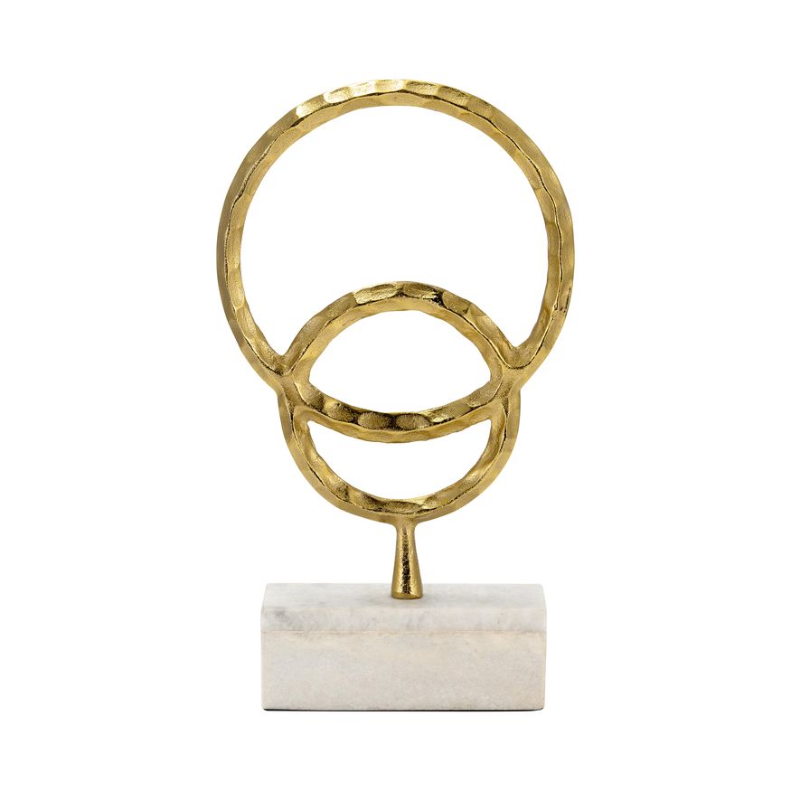 Sagebrook 21" Metal/Marble Double Ring Accent