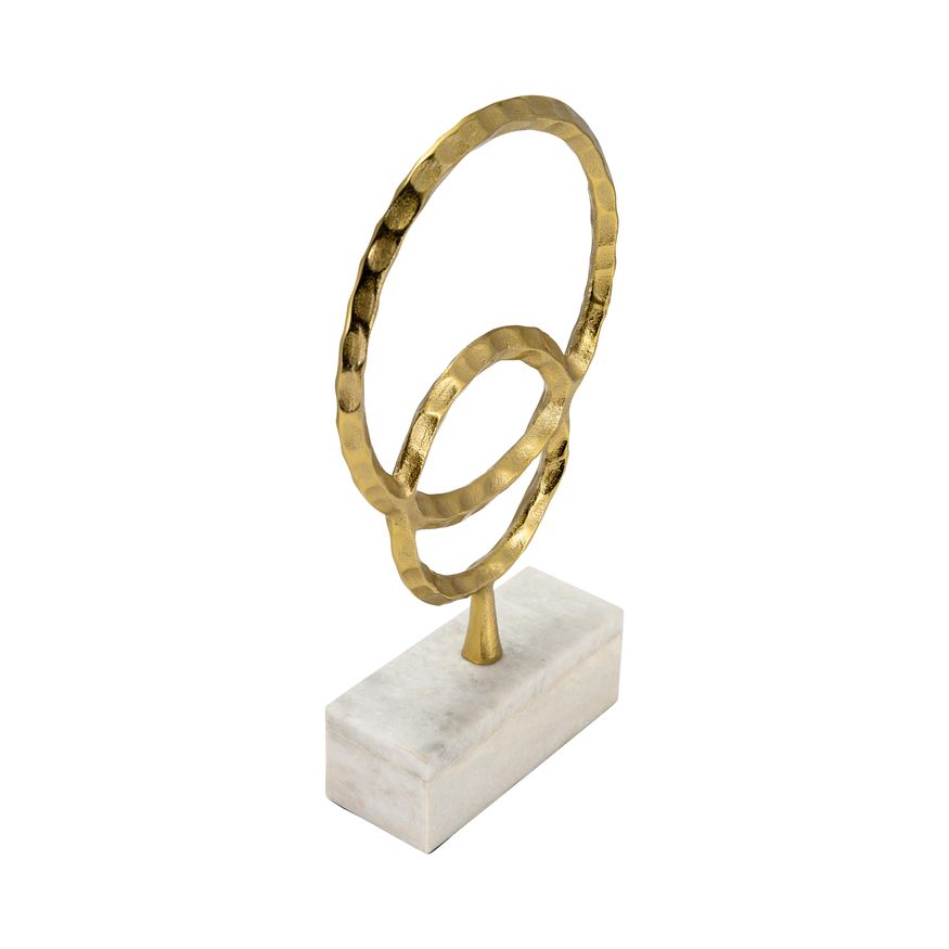 Sagebrook 17" Metal/Marble Double Ring Accent - Gold