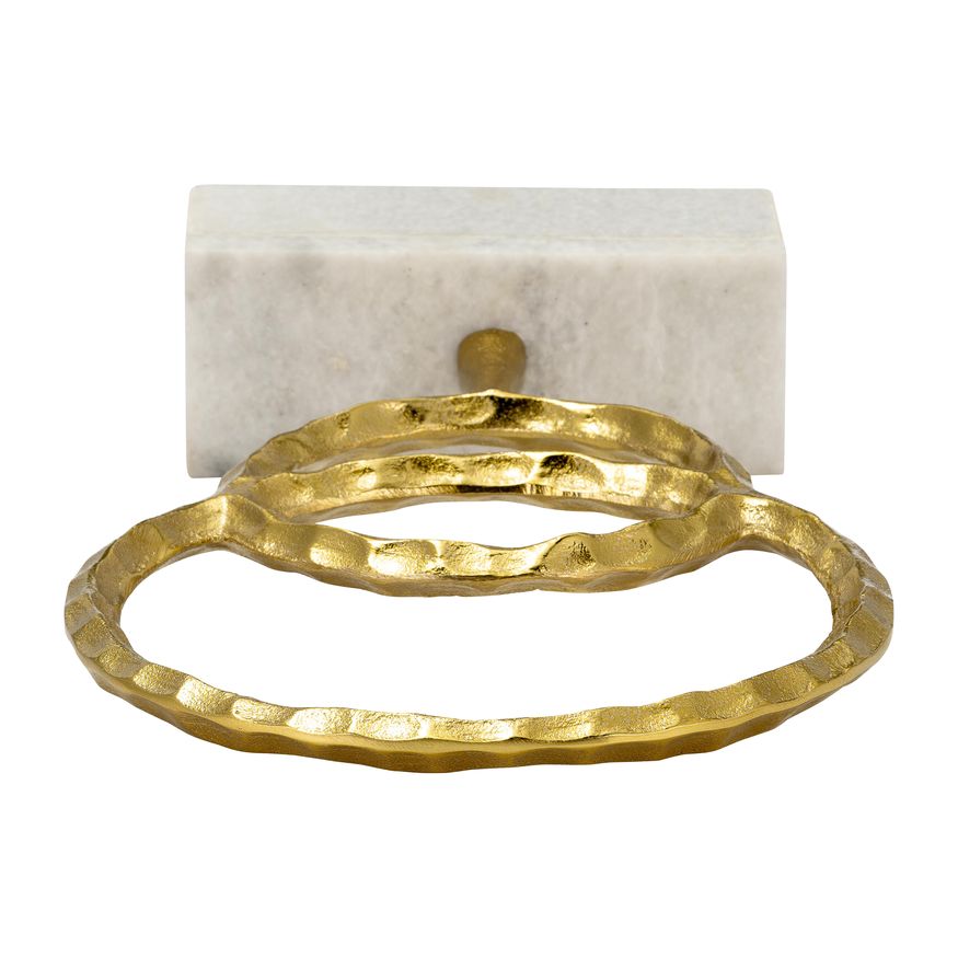 Sagebrook 17" Metal/Marble Double Ring Accent - Gold