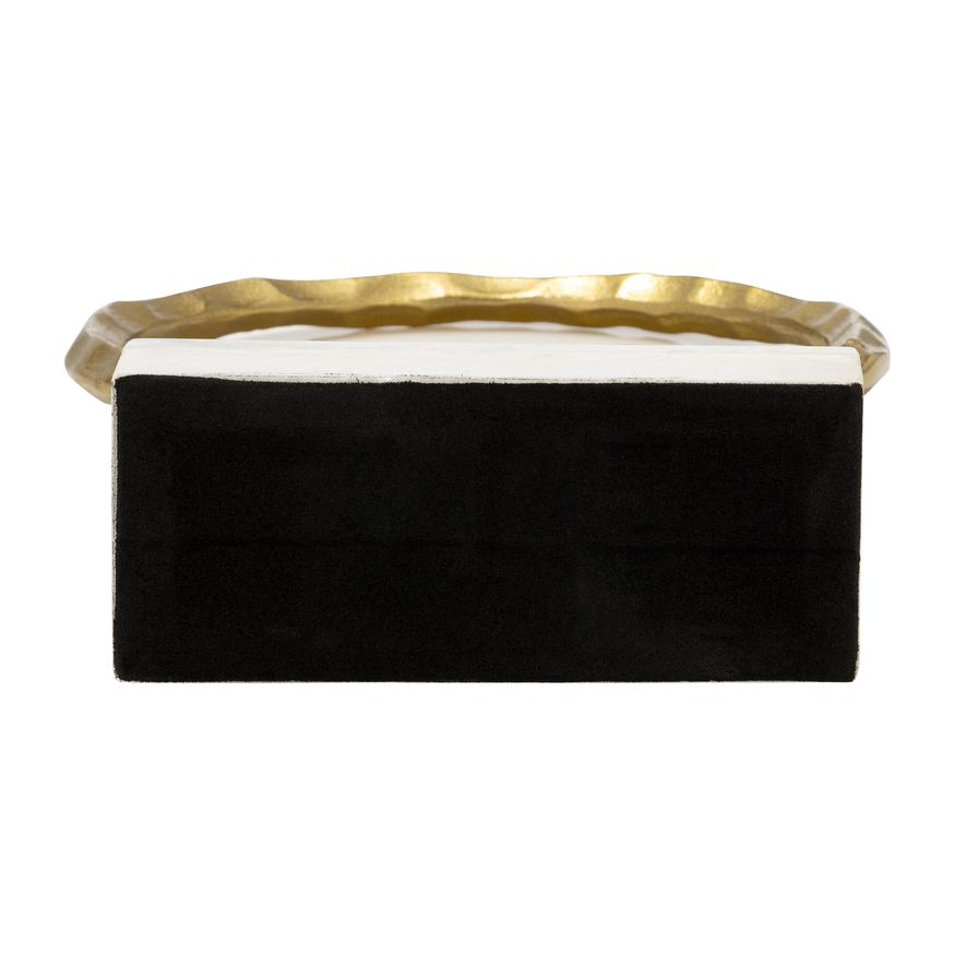 Sagebrook 17" Metal/Marble Double Ring Accent - Gold