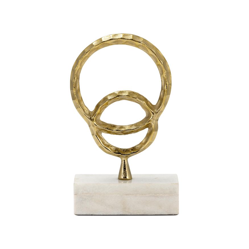 Sagebrook 21" Metal/Marble Double Ring Accent