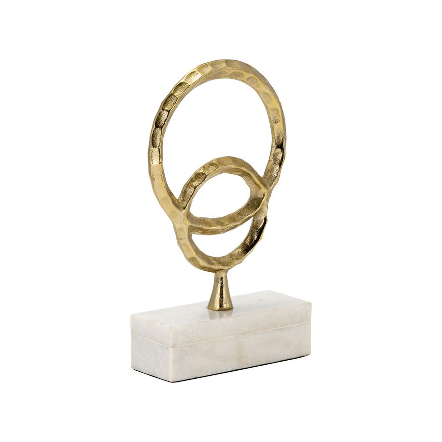 Sagebrook 12" Metal/Marble Double Ring Accent - Gold